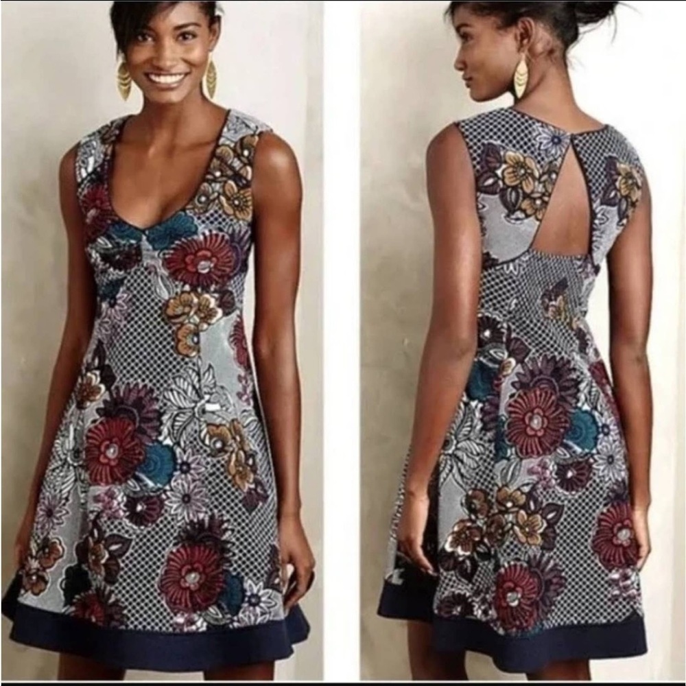 Maeve Anthropologie Fairchild Floral Scoop Neck Sleeveless Mini Dress Women's XS - Picture 7 of 12